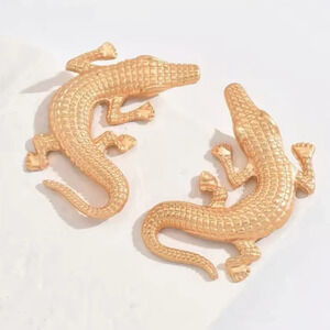Alligator Gold Textured Statement Earrings